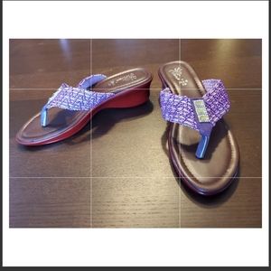 Ornate purple sandals by Tina